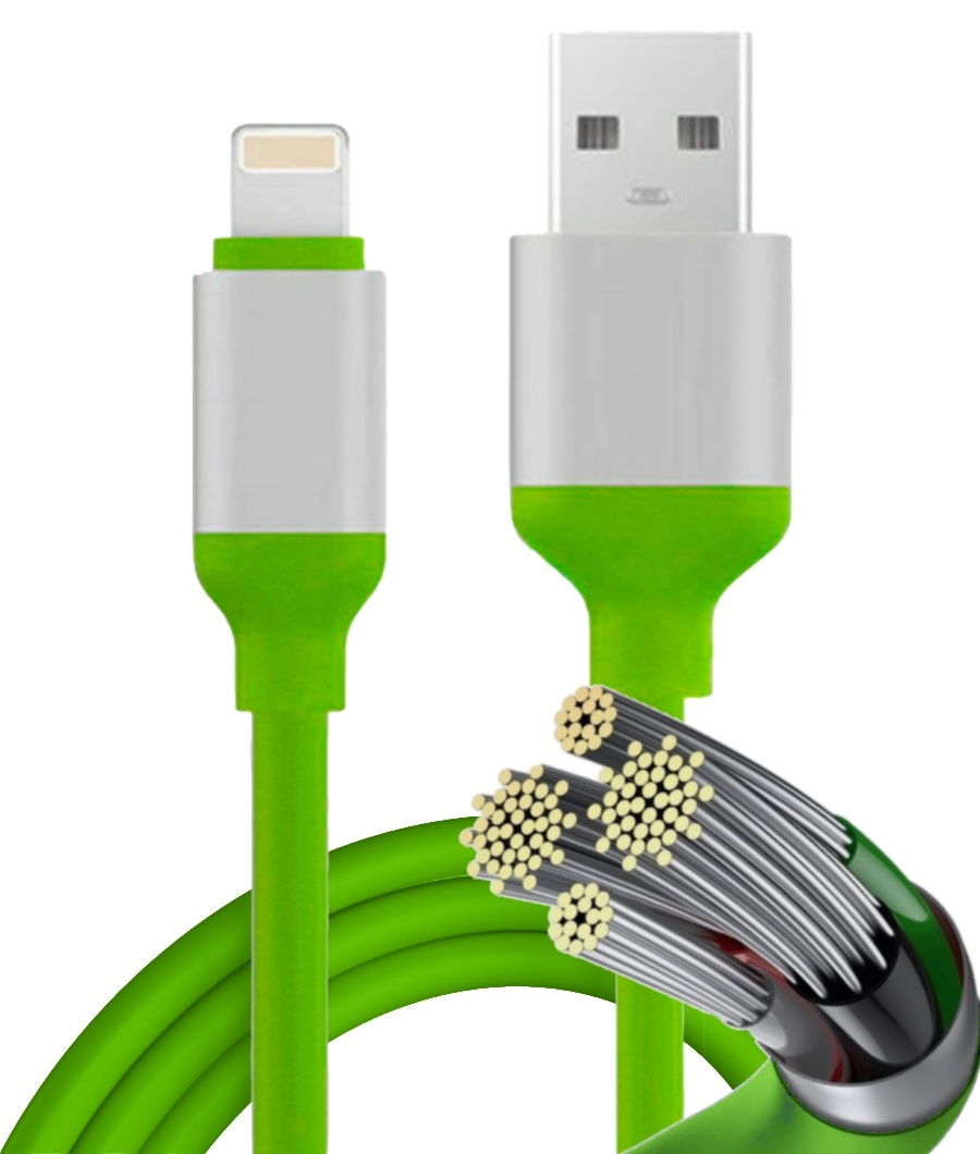 фото Кабель lightning - usb qvatra 100117/4wires/2/light 2 м зеленый