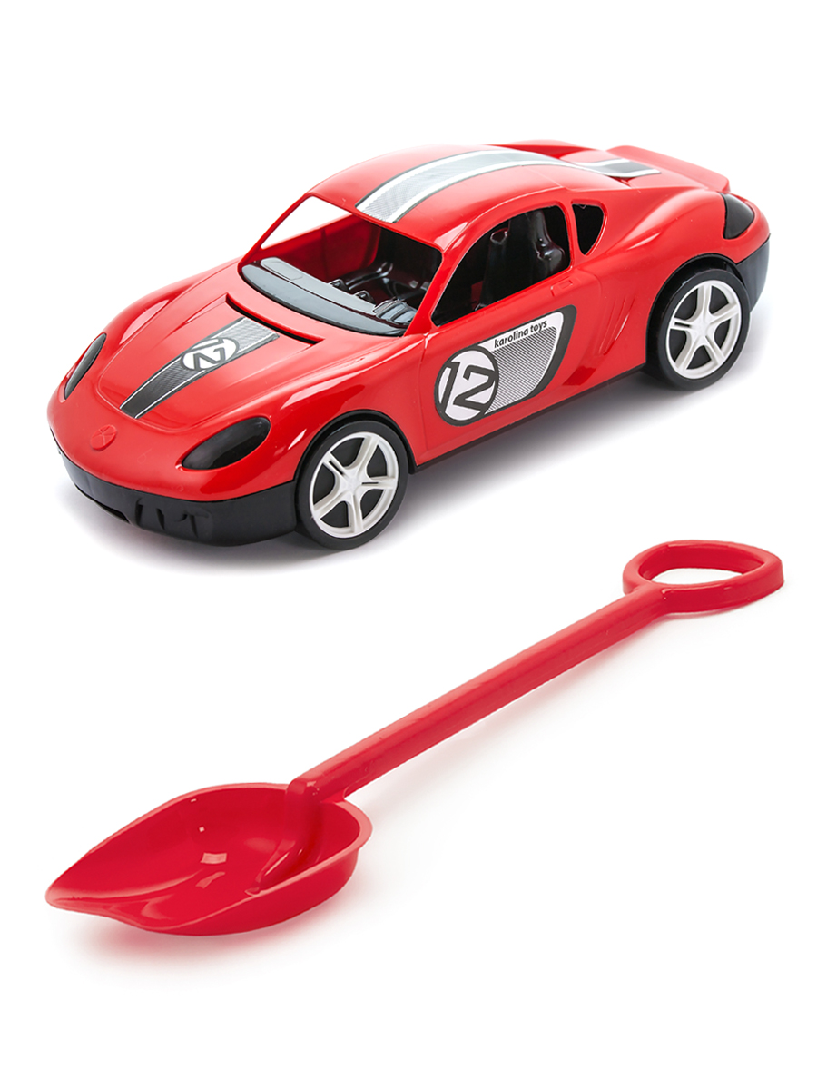 Песочный набор Karolina Toys Детский автомобиль Молния красныйЛопатка 50 см. красный каролина м автомобиль молния