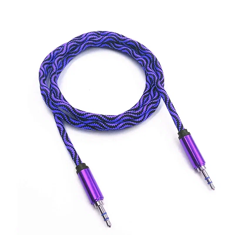 фото Аудио кабель aux 2 м акустический, джек 3,5 мм / фиолетовый qvatra