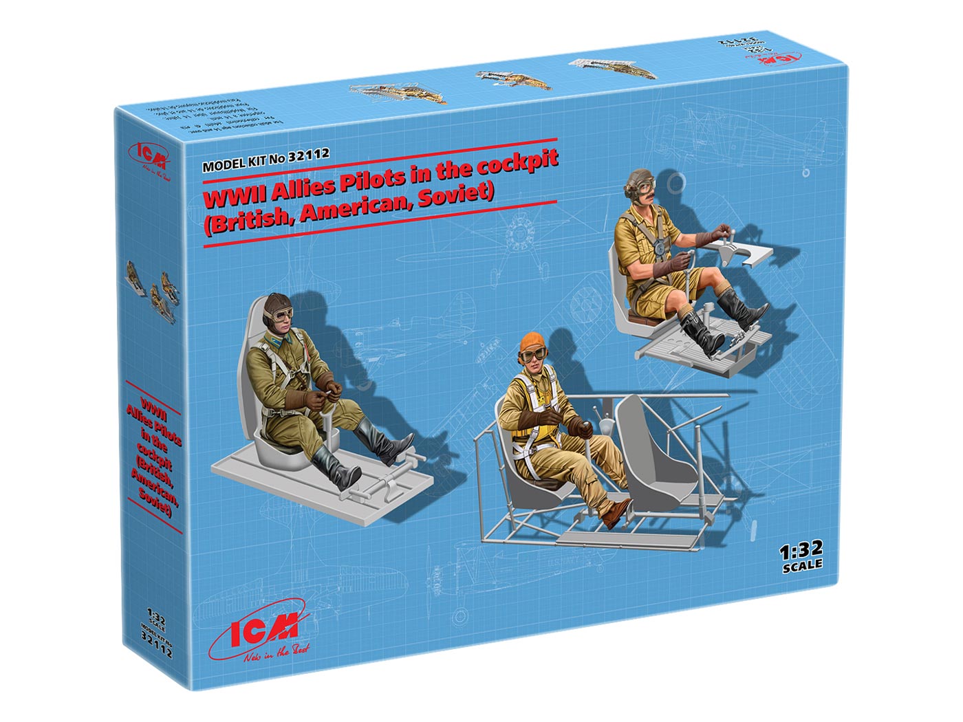 

Сборная модель ICM 1/32 Пилоты союзников II МВ в кабинах 32112