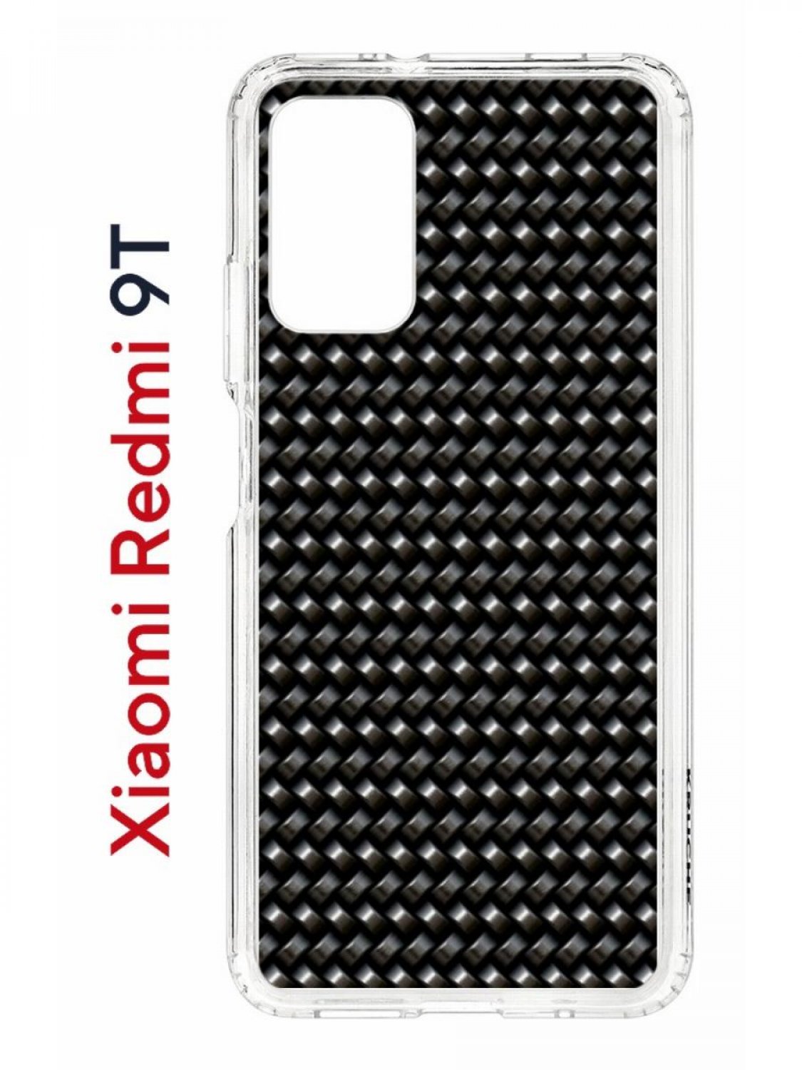 

Чехол на Redmi 9T с принтом Kruche Print Карбон,противоударный бампер,с защитой камеры, Прозрачный;черный;серый, Ксиоми редми 9т