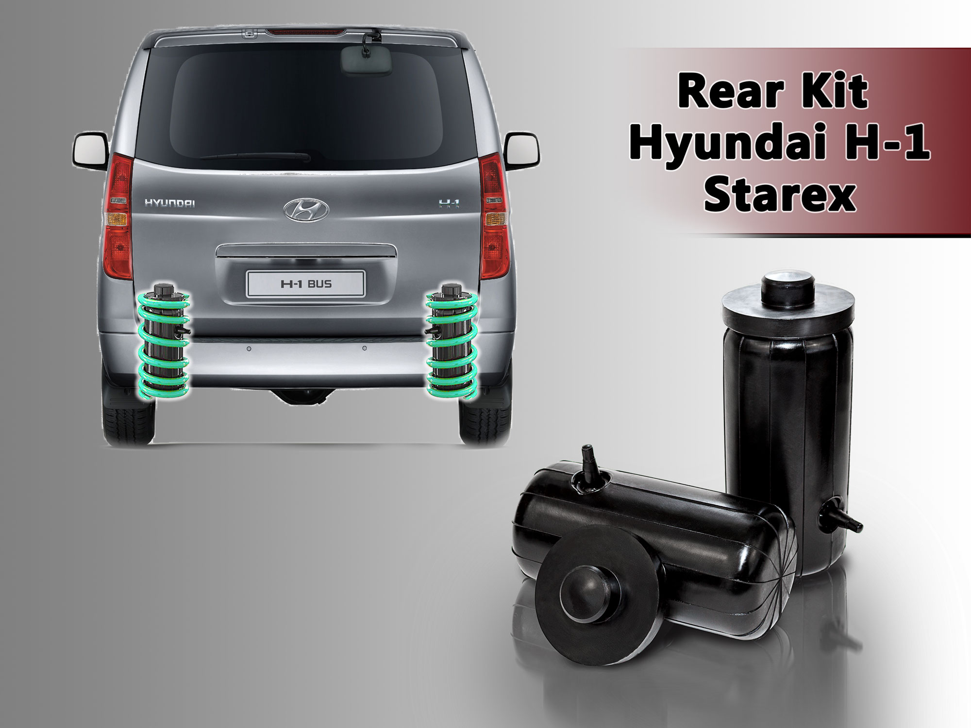 

Пневмобаллоны в пружины Hyundai Starex,H1, NoBrand, задние усиленные