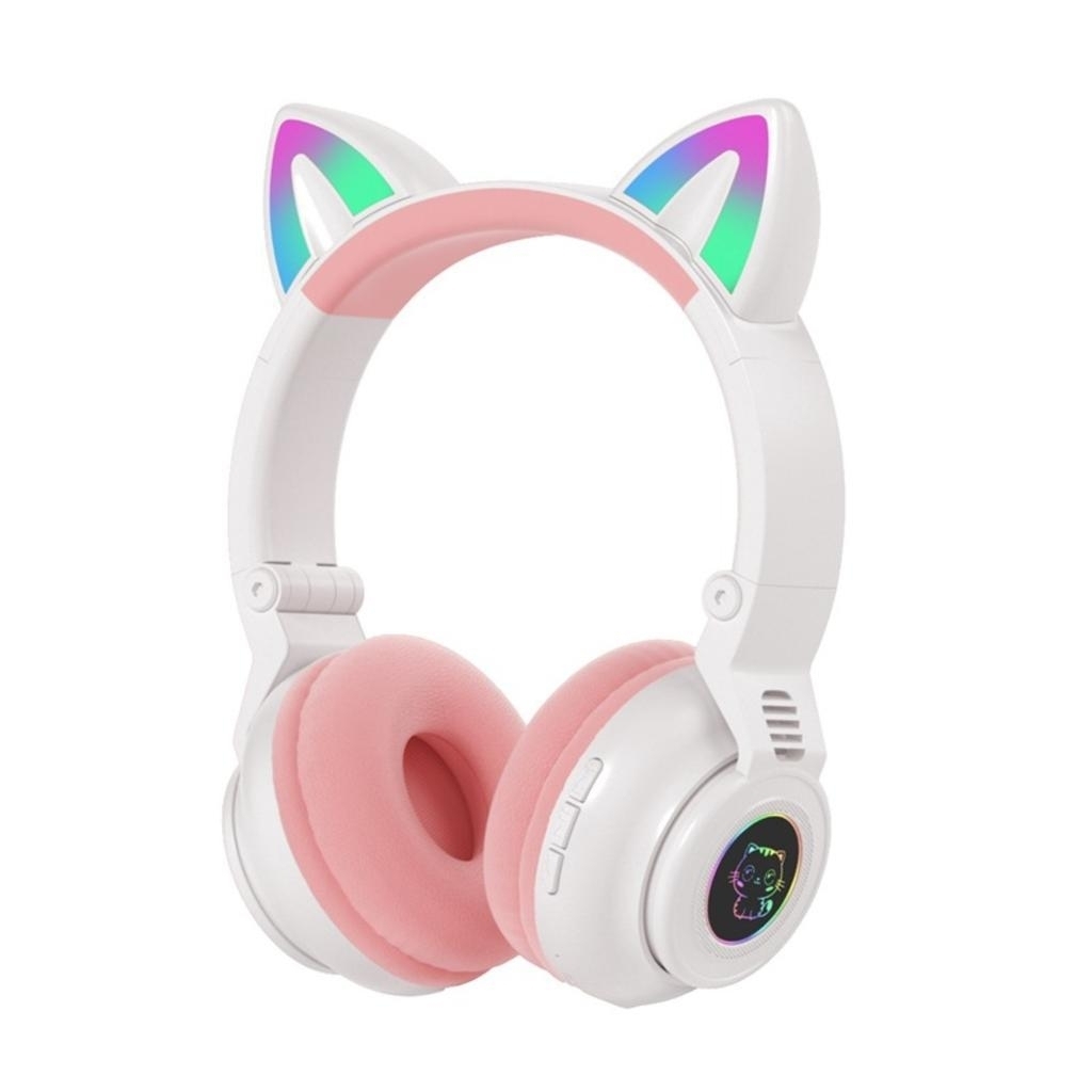 фото Беспроводные наушники детские cat headset stn26, белый/розовый cat ear