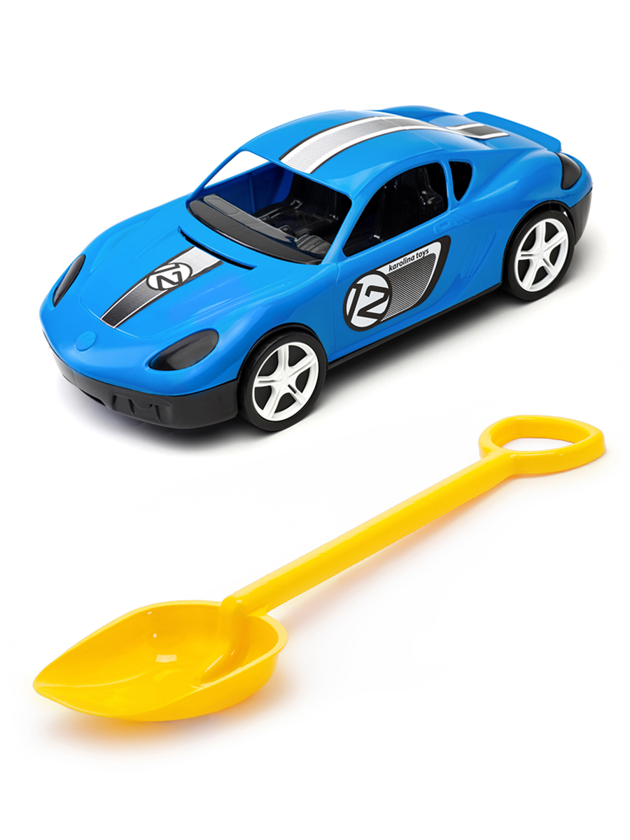 

Песочный набор Karolina Toys Детский автомобиль Молния синийЛопатка 50 см. желтый