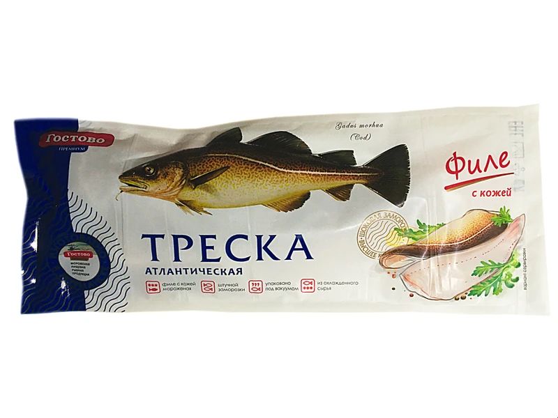 

Треска замороженная глазированная на коже филе кусок