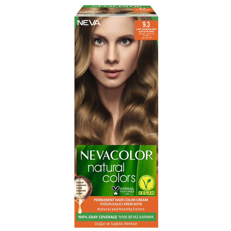 Крем-краска для волос Neva Natural Colors Стойкая 9.3 Светлый золотистый блондин стойкая крем краска для волос neva natural colors 7 3 карамельный русый 2 шт