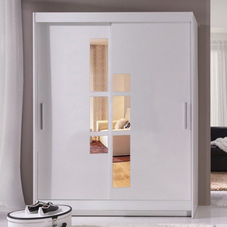 

Шкаф-купе Амадеус-36 для одежды с зеркалом двухдверный 110x230x70 Мегамебель, Белый, Амадеус-36