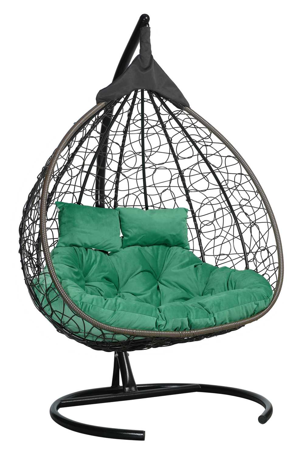 Подвесное кресло коричневое Лаура Fisht Fis 308 зеленая подушка