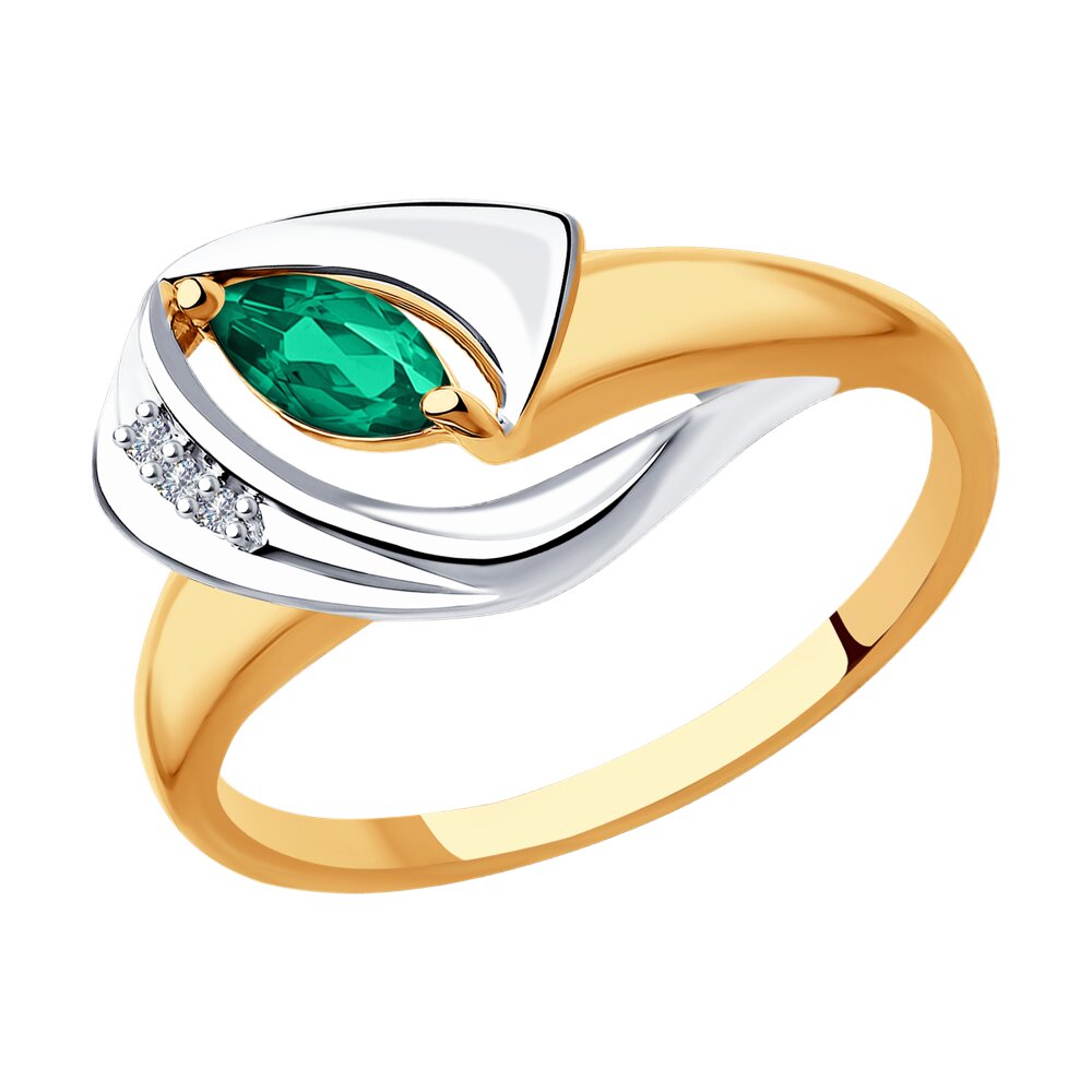 

Кольцо из золота р. 17,5 Diamant 51-210-00537-2, бриллиант\изумруд, 51-210-00537-2