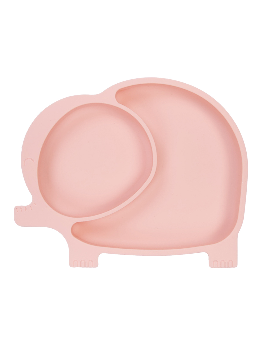 Детская силиконовая тарелка Baby Nice Слоник с секциями на присоске, розовый pituso тарелка силиконовая 3 х секционная