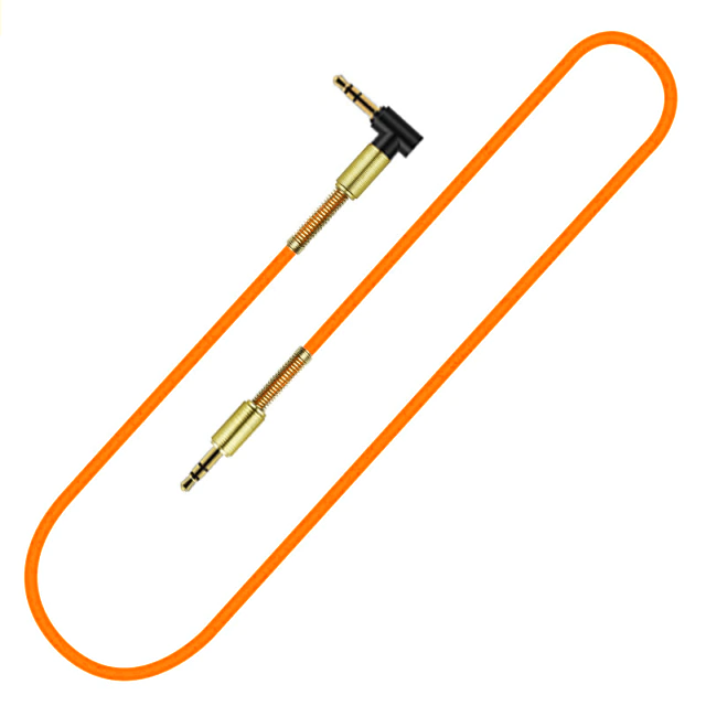 фото Акустический аудио кабель 1 м/ aux jack 3.5 mm (джек 3,5 мм) / оранжевый qvatra