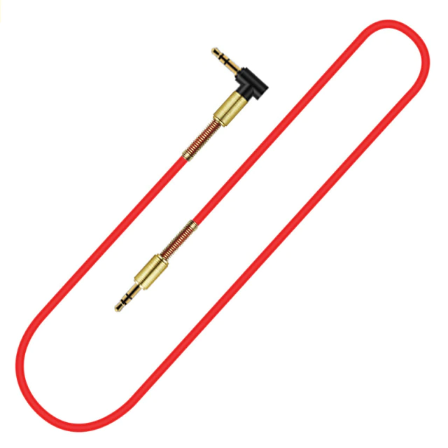 фото Акустический аудио кабель 1 м/aux jack 3.5 mm (джек 3,5 мм) / красный qvatra