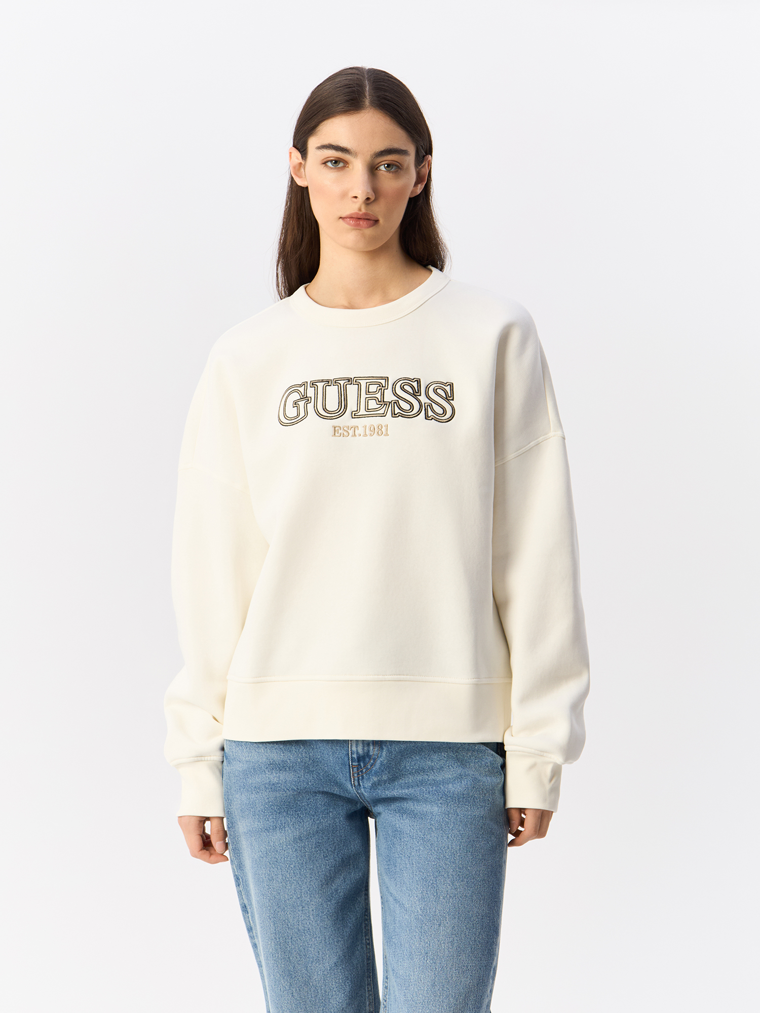 

Свитшот женский Guess V4BQ03KCHX0 белый L, V4BQ03KCHX0