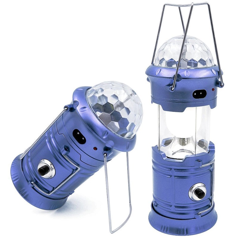 фото Складной кемпинговый фонарь с диско-шаром 4 в 1, 19 см, синий nobrand