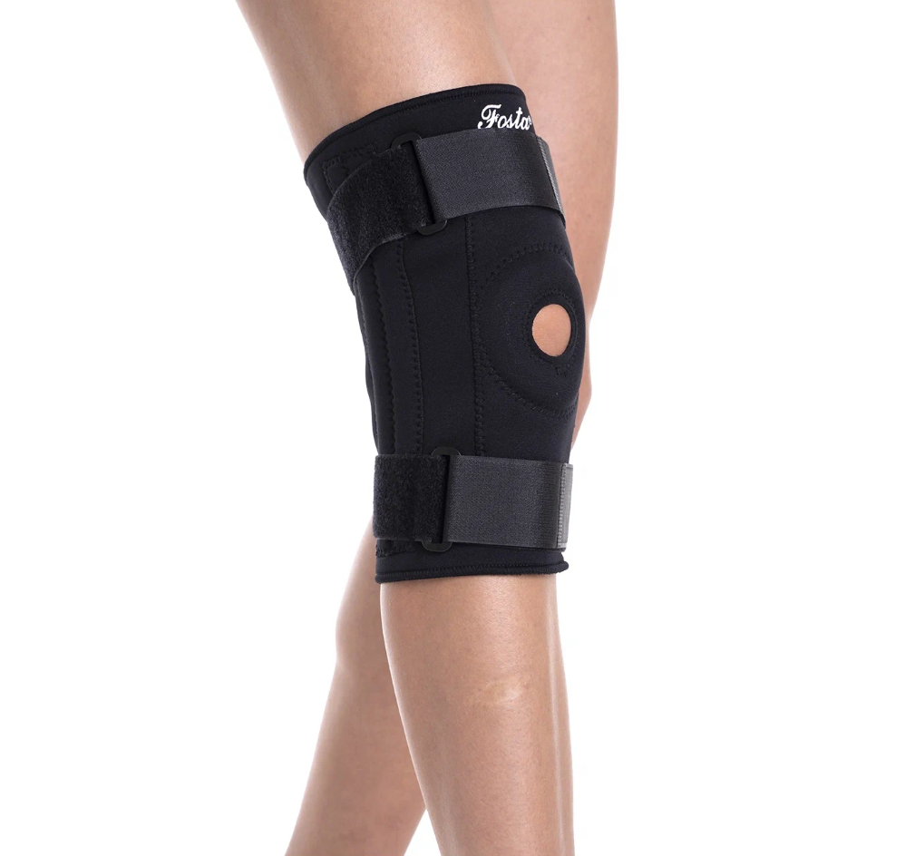 Ортез для коленного сустава Fosta F1291, неразъемный, с пластинами, XXL, черный