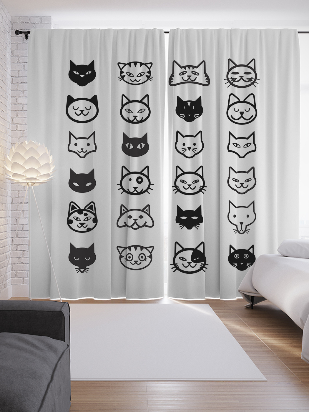 

Шторы JoyArty с фотопечатью "Кошачьи маски" из сатена, 290х265 см, Кошачьи маски