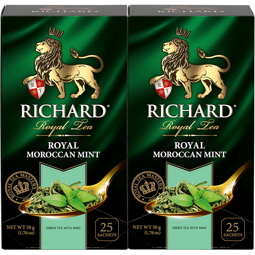 

Чай зеленый Richard Royal Moroccan Mint, 25 сашет, 2 упаковки