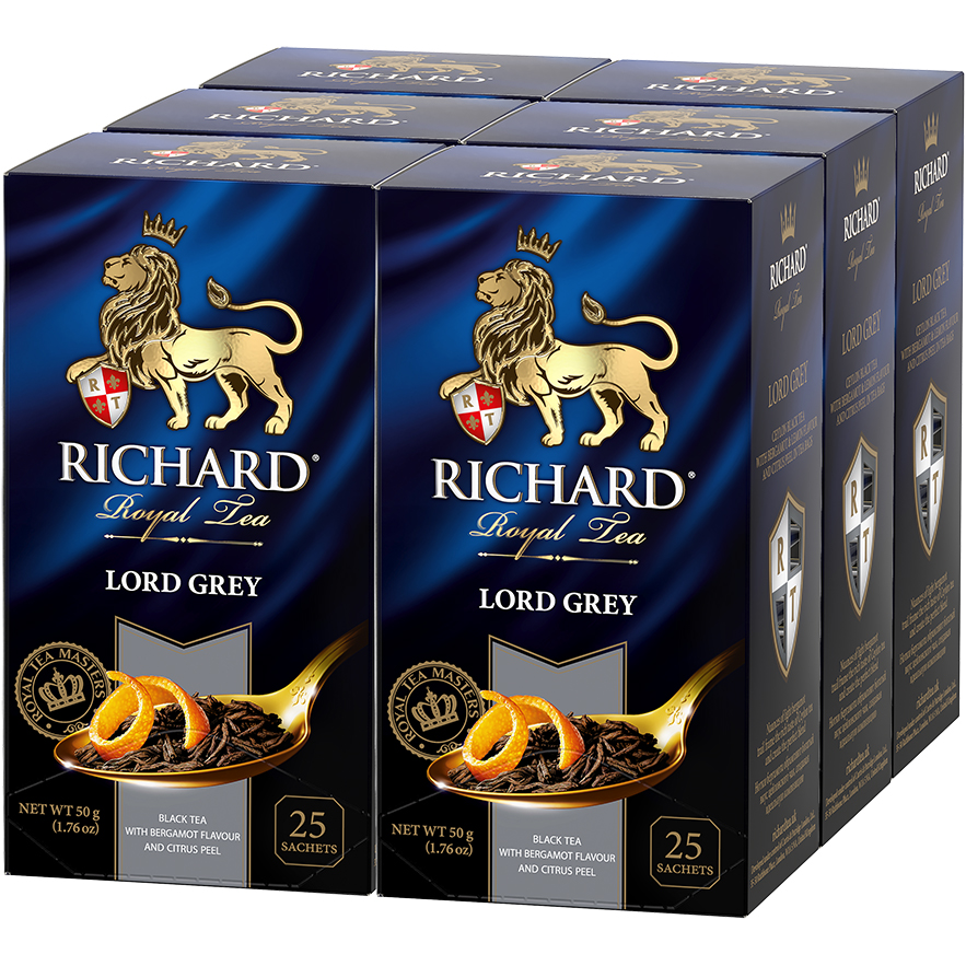 

Чай черный Richard Lord Grey, с добавками, 25 сашет, 6 упаковок