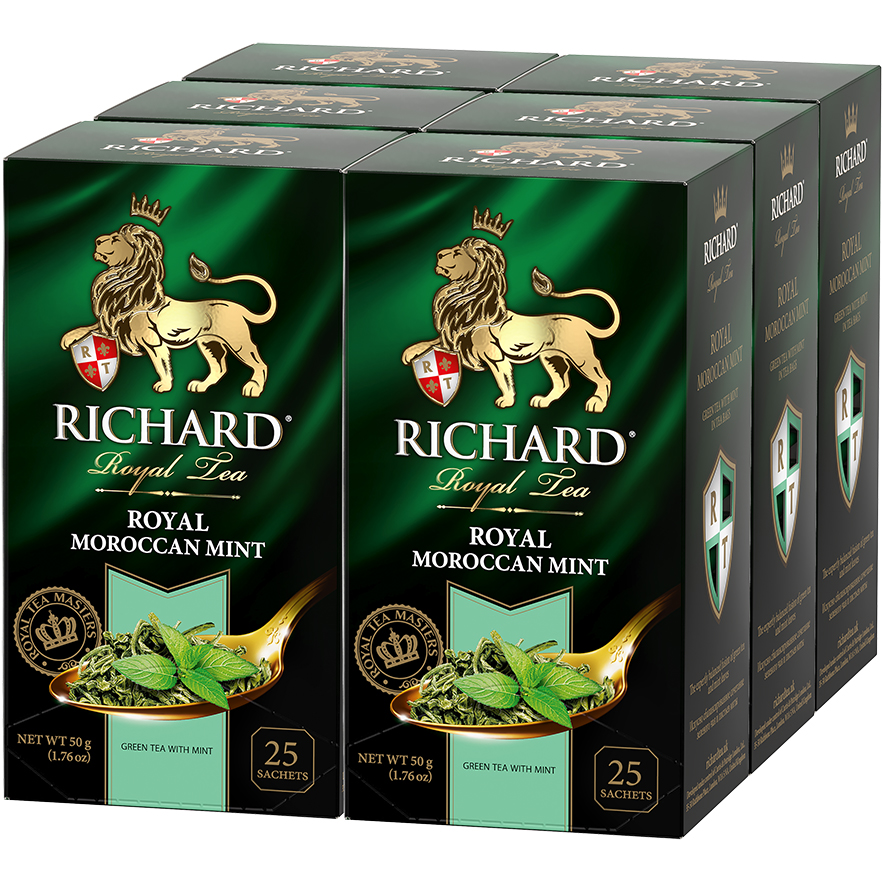 фото Чай зеленый richard royal moroccan mint, 25 сашет, 6 упаковок