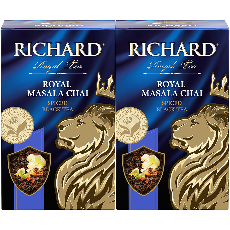 

Чай черный Richard Royal Masala Chai, крупнолистовой, с добавками, 90 г, 2 упаковки
