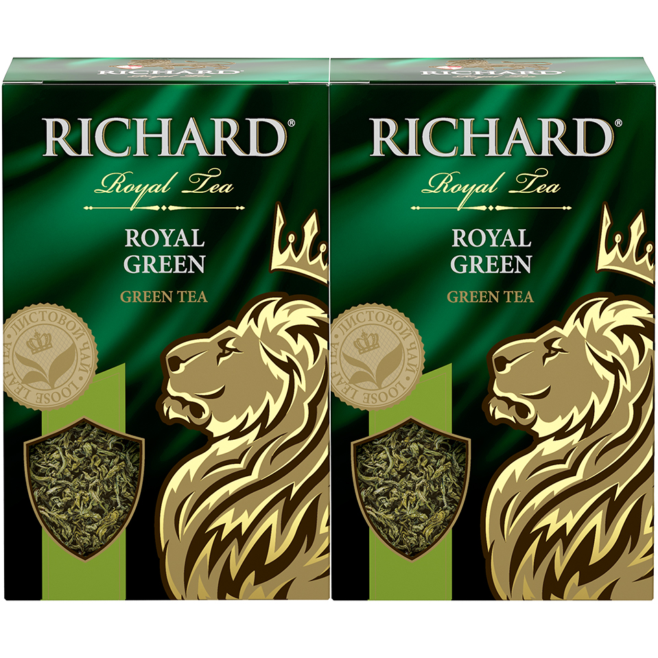 Чай зеленый Richard Royal Green, крупнолистовой, 90 г, 2 упаковки