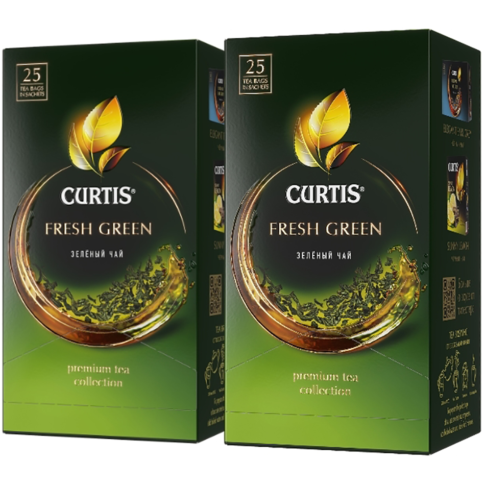 Чай зеленый Curtis Fresh Green , 25 сашет, 2 упаковки