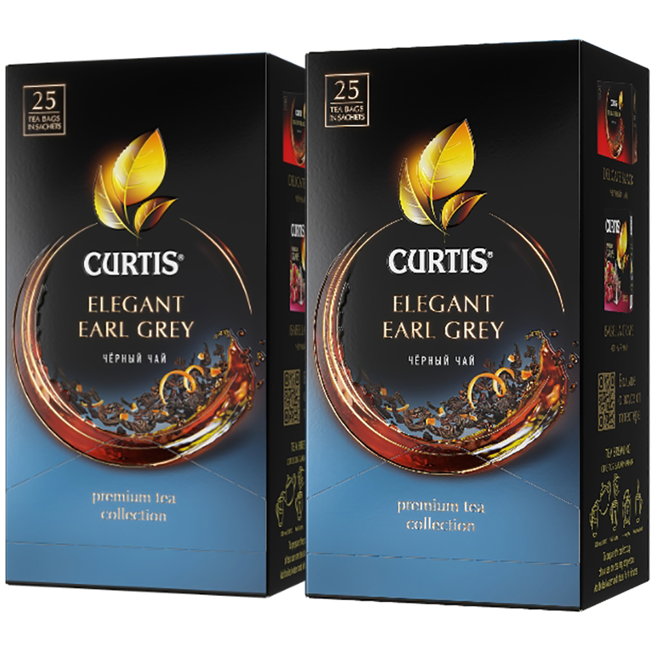 фото Чай черный curtis elegant earl grey, 25 сашет, 2 упаковки