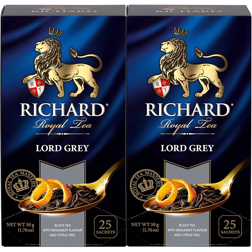 

Чай черный Richard Lord Grey , с добавками, 25 сашет, 2 упаковки