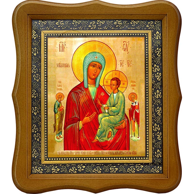 

Хлебная икона Божьей Матери на холсте.