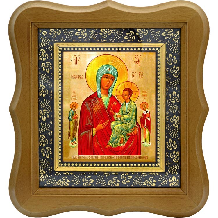 

Хлебная икона Божьей Матери на холсте.