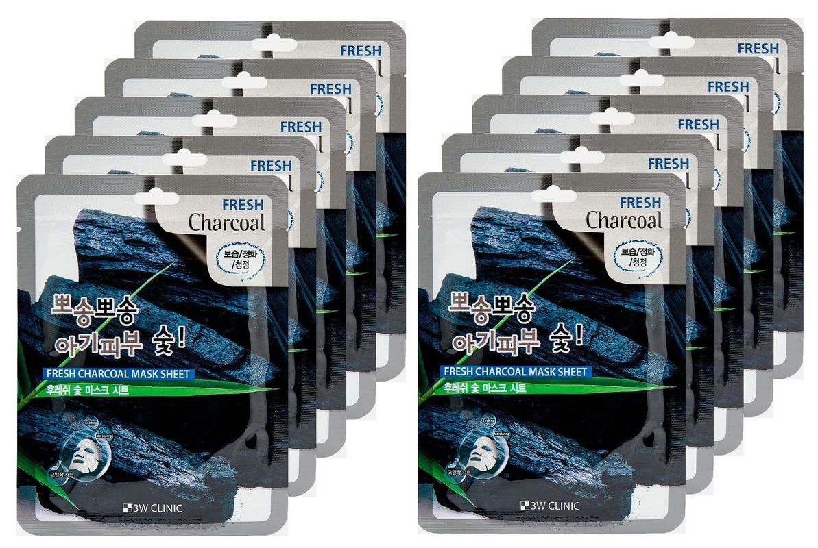 

3W Clinic Тканевая маска для лица с древесным углем Fresh Charcoal Mask Sheet, 10 шт