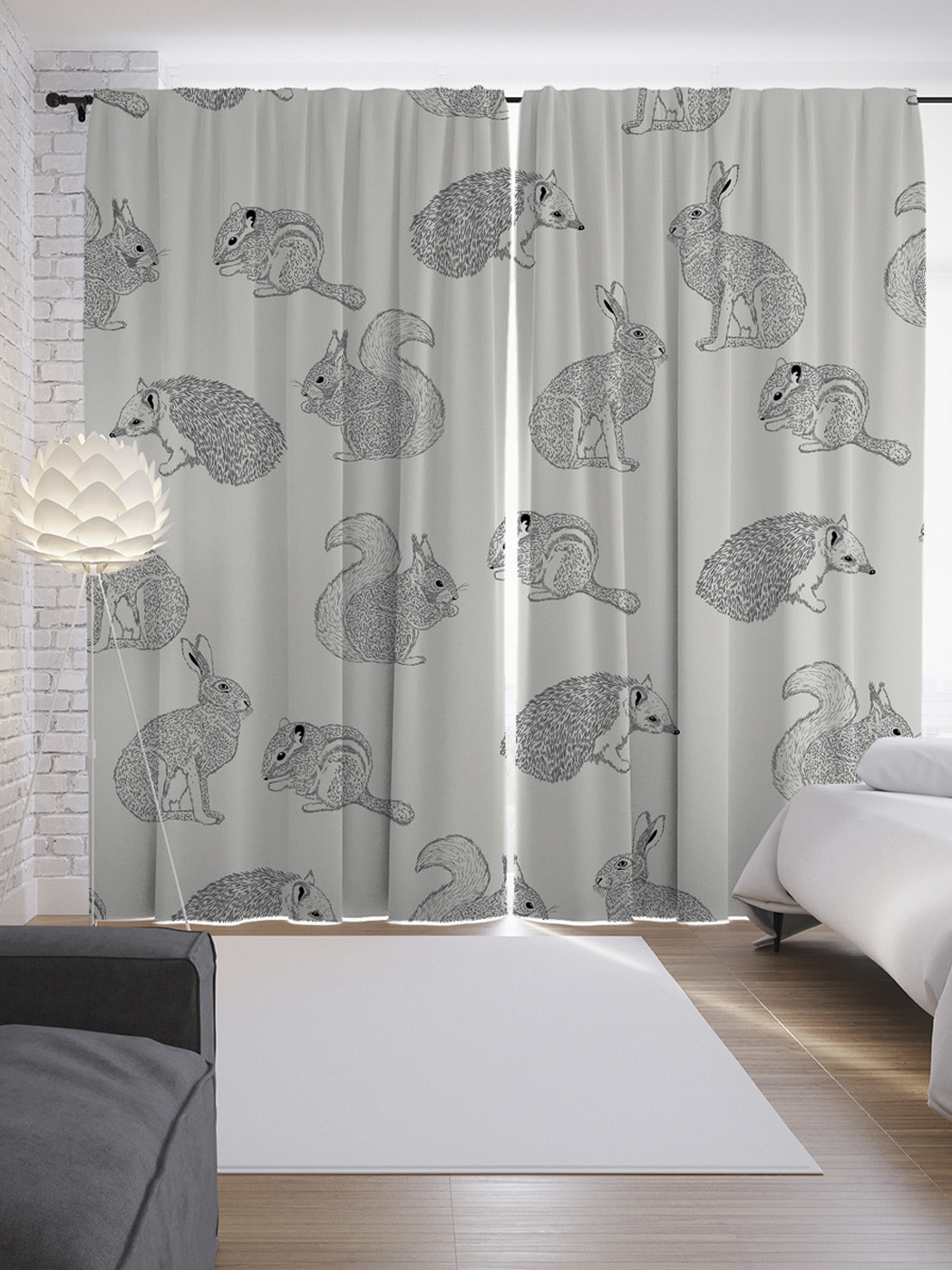 

Шторы JoyArty с фотопечатью "ежики и зайчики" из сатена, 290х265 см, ежики и зайчики