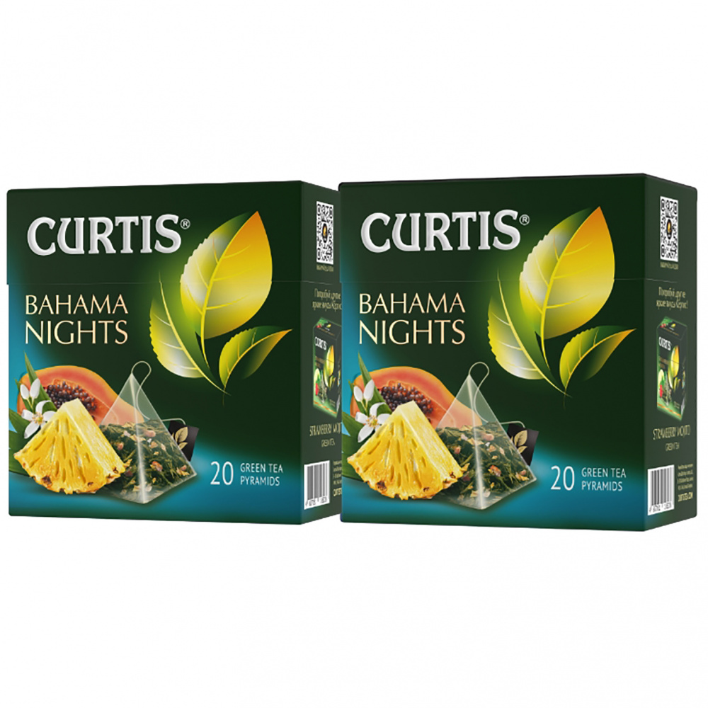 

Чай зеленый Curtis Bahama Nights, с добавками, 20 пирамидок, 2 упаковки