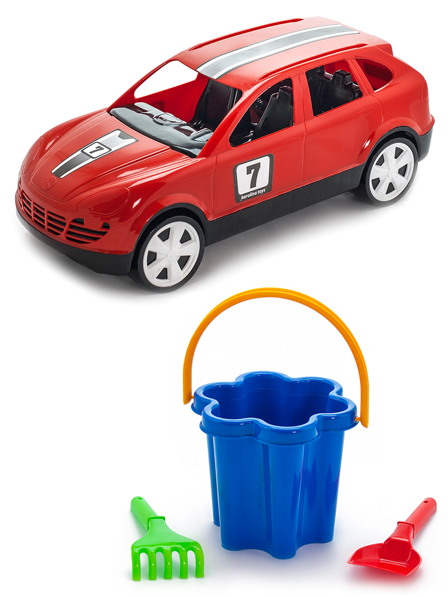 Песочный набор Karolina Toys Детский автомобиль Кроссовер красныйНабор Цветок 3 элемента кроссовер dfc d1009