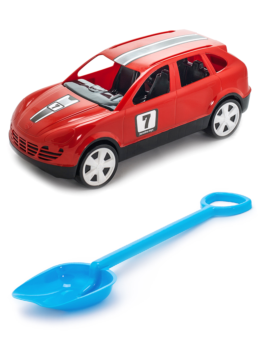 Песочный набор Karolina Toys Детский автомобиль Кроссовер красныйЛопатка 50 см. голубой