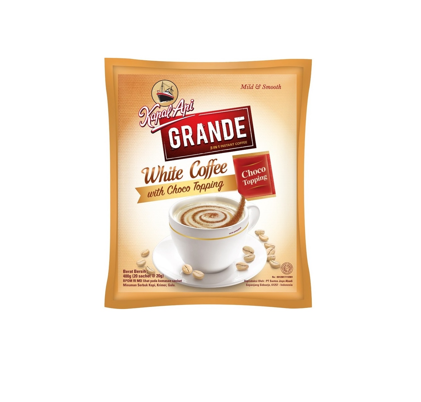 

Кофе Kapal Grande White Coffe Topping 3 в 1 по 20 шт в уп 400г, растворимый