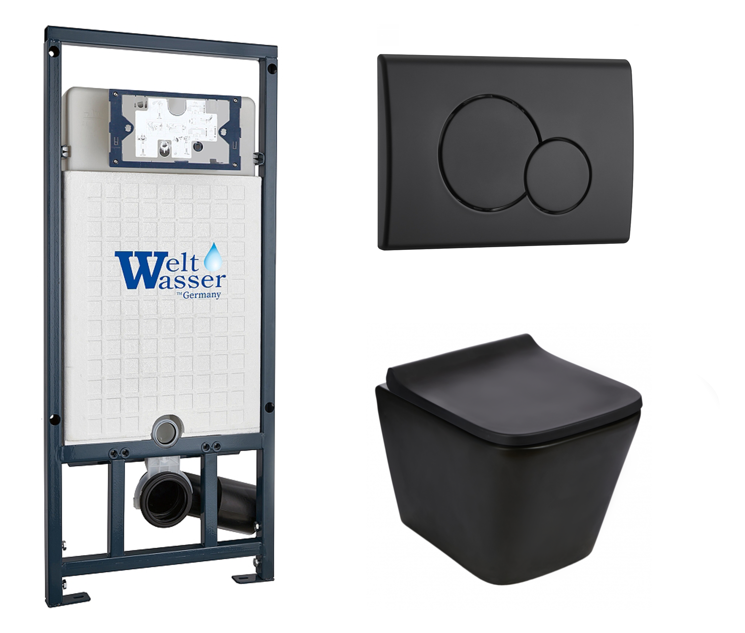 

Комплект: инсталляция WeltWasser Marberg 507 + унитаз Gelbach MT-BL с кнопкой черной