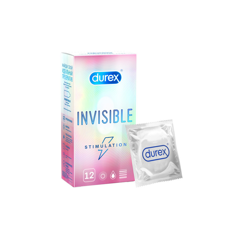 Презервативы из натурального латекса Durex Invisible Stimulation 12 шт.  - купить со скидкой