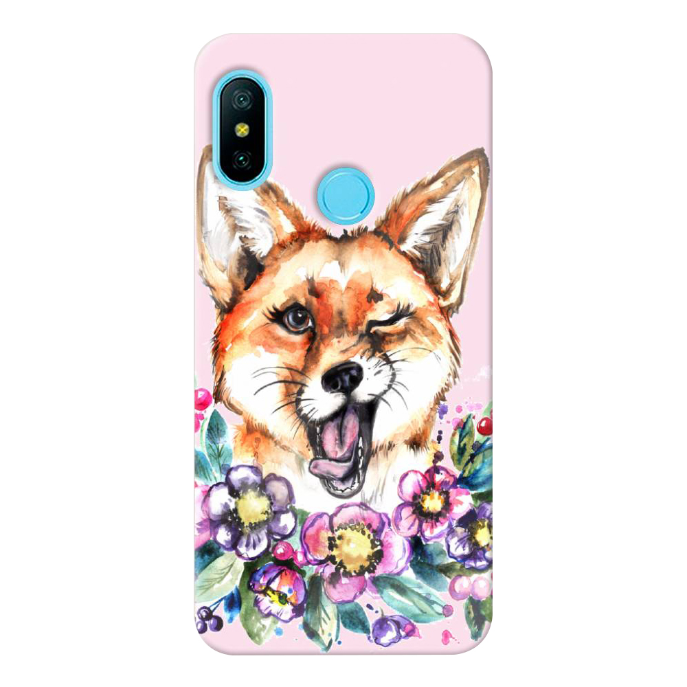 

Чехол пластиковый "Подмигивающая лиса" на Xiaomi Redmi 6 Plus, Разноцветный