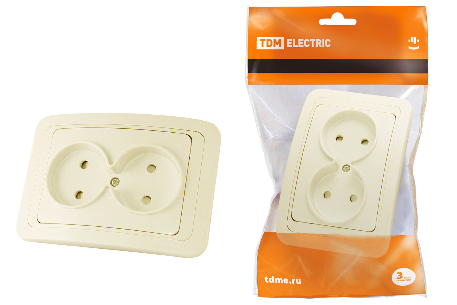 

Розетка двойная TDM ELECTRIC 2П SQ1804-0125, Бежевый, Валдай-6