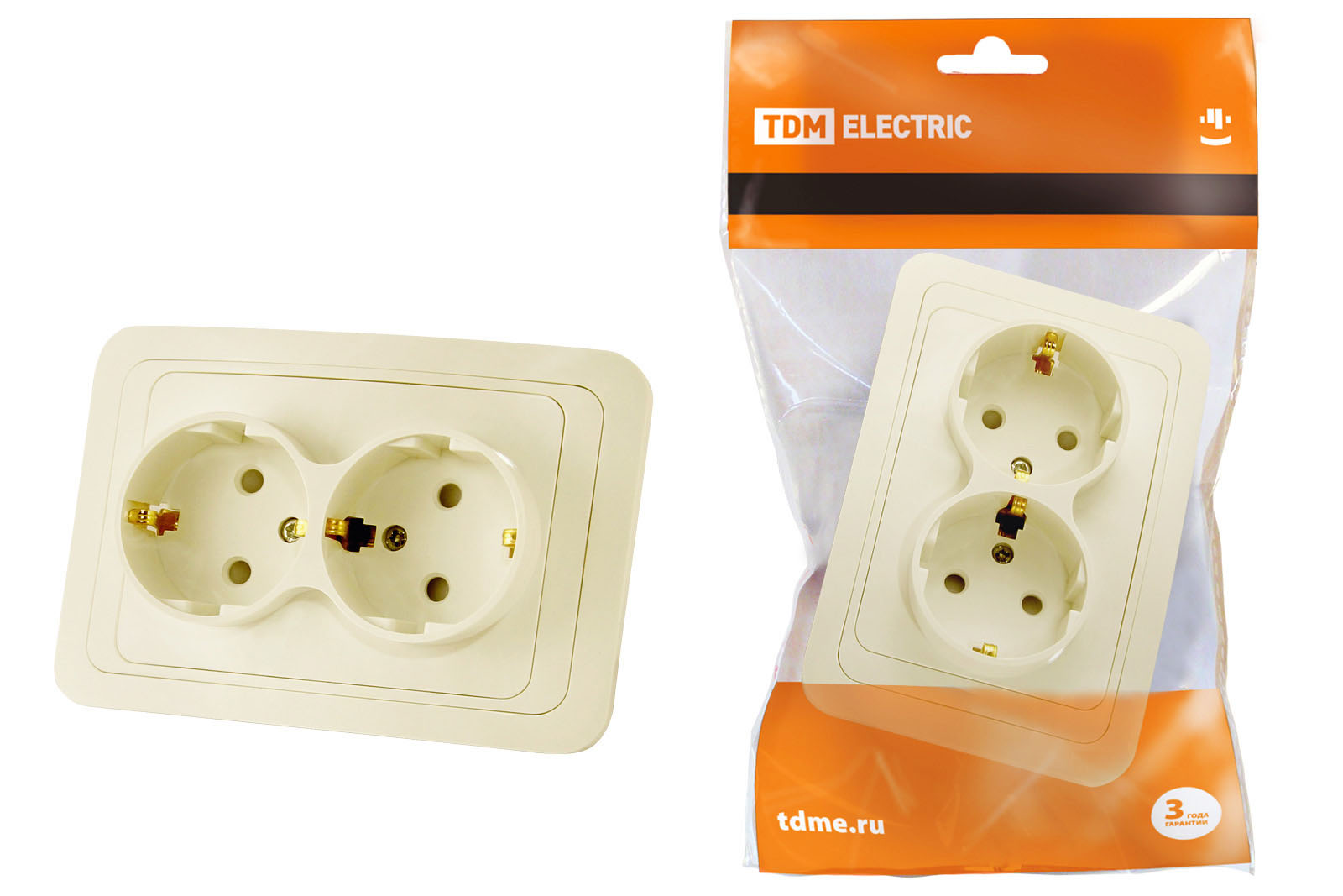 фото Розетка двойная tdm electric 2п+з sq1804-0126