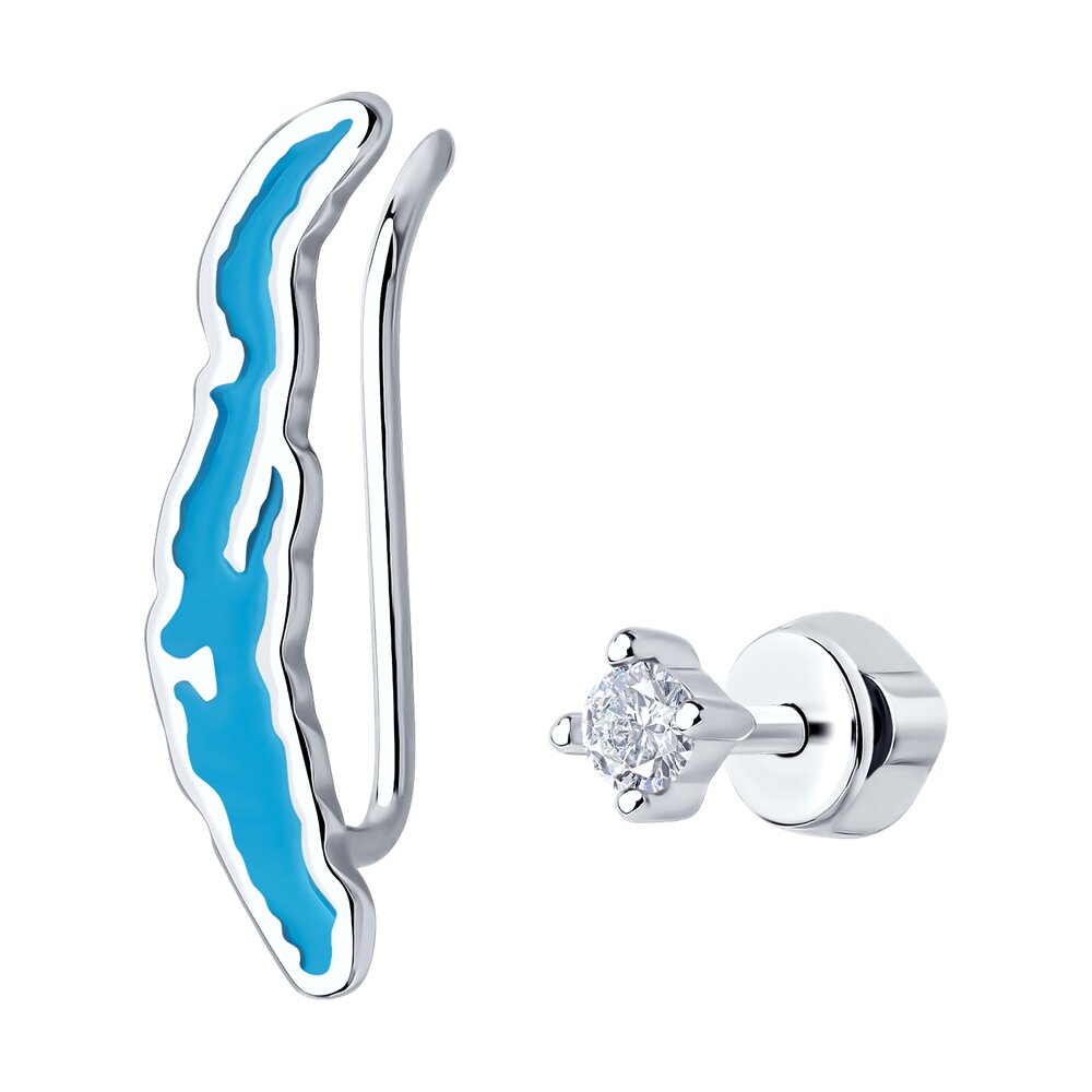 

Серьги из серебра Diamant 94-120-02174-1, фианит/эмаль, 94-120-02174-1