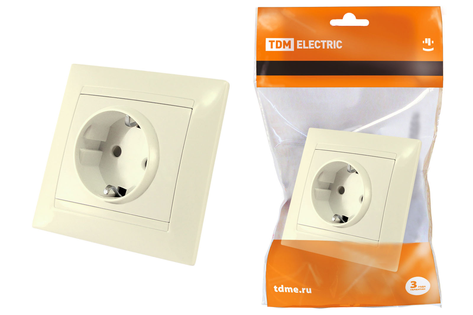 

Розетка TDM ELECTRIC 2П+З SQ1815-0111, Бежевый, Лама-2