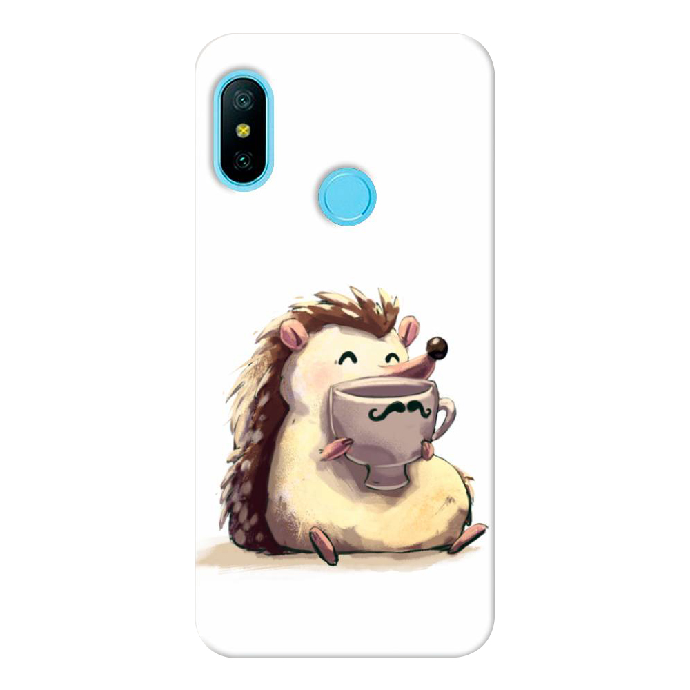 

Чехол пластиковый "Еж кофеман" на Xiaomi Redmi 6 Plus, Белый