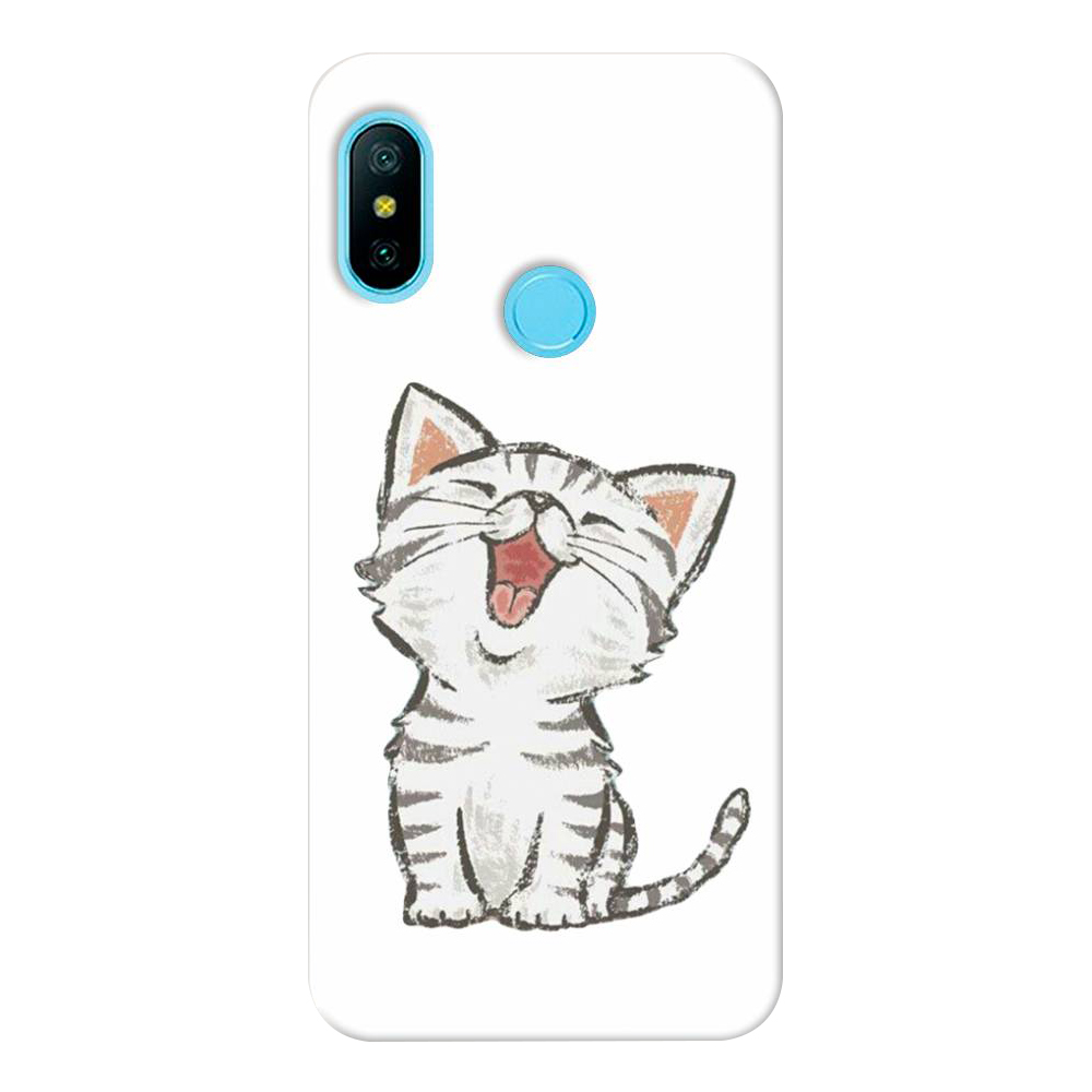 

Чехол пластиковый "Котенок рисованный" на Xiaomi Redmi 6 Plus, Белый