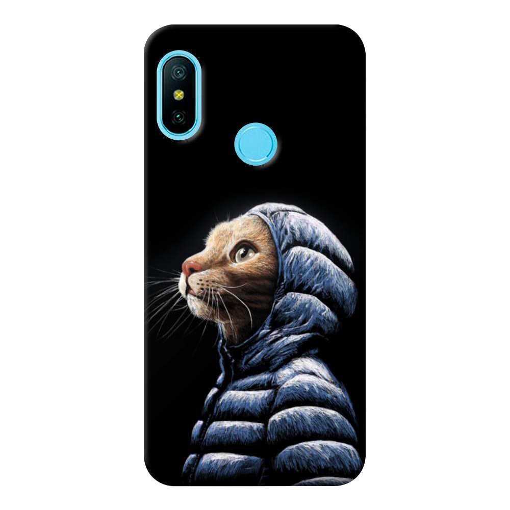 

Чехол пластиковый "Кот в капюшоне" на Xiaomi Redmi 6 Plus, Разноцветный