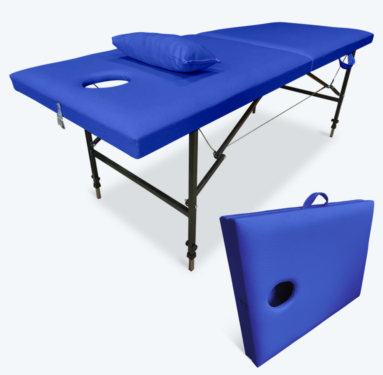 Массажный стол складной Fabric-stol 180х60х65-85 см синий