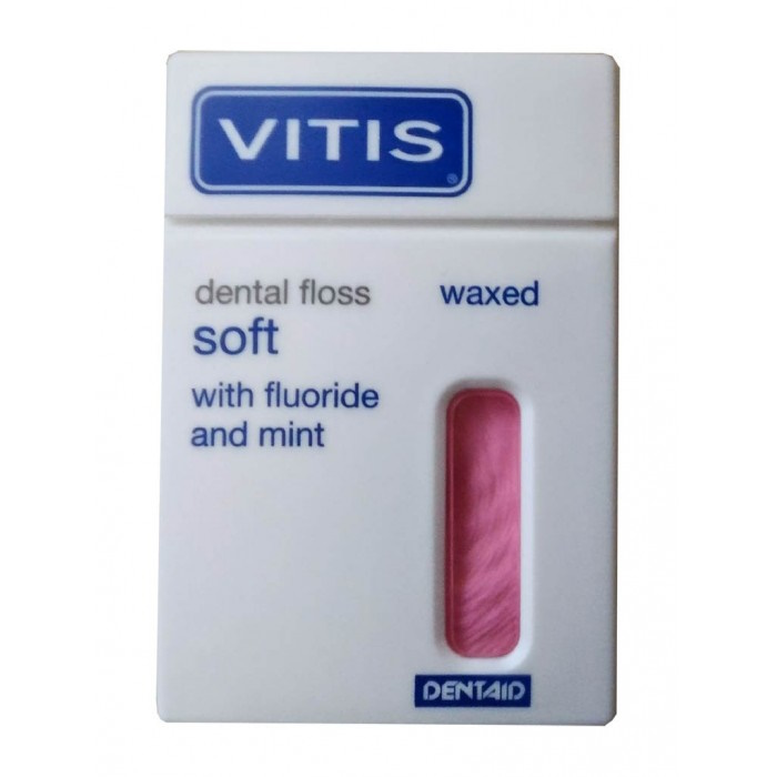 Зубная нить Dentaid Vitis Waxed Dental Floss with Fluoride and Mint 50 м biorepair ultra flat waxed floss ультраплоская зубная нить без воска для чувствительных зубов