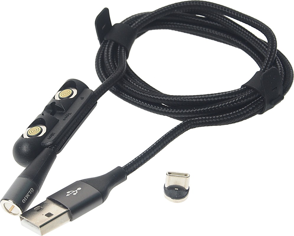 Кабель Olmio OLM-041662 USB - USB Type-C/micro USB/Lightning, 1,2 м, черный