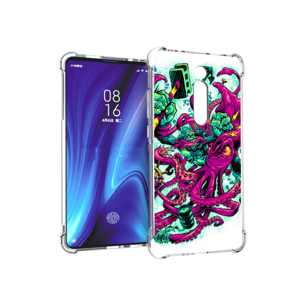 

Чехол MyPads Tocco для Xiaomi Redmi K20 фиолетовый кракен (PT130504.291.657), Прозрачный, Tocco